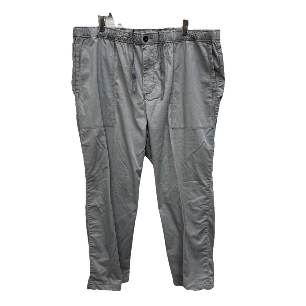 Tommy Bahama Men Pants Gray 1XLB Cotton Blend Elastic Waist Drawstring Zip Logo